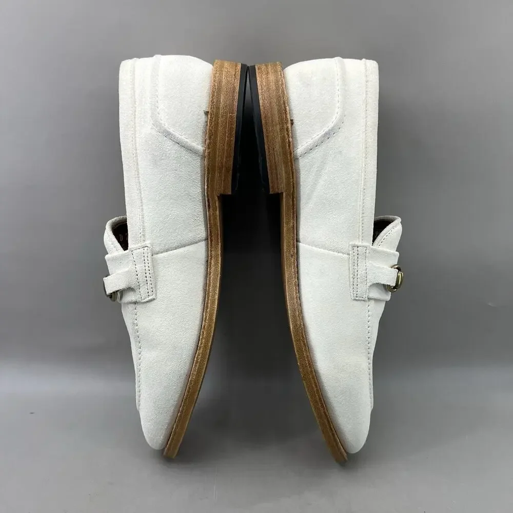 Allen Edmonds Randolph Bit Loafers Men Size 9.5 D White Suede Slip On Dress Shoe